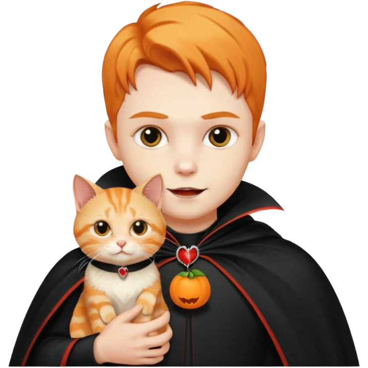 vampire cradling orange tabby emoji