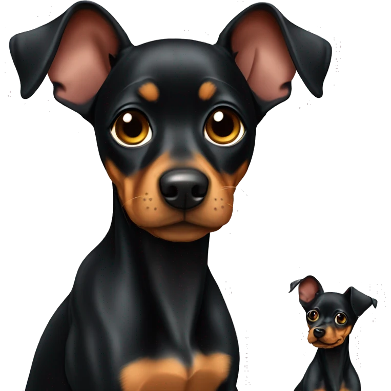 black tan pinscher big ears emoji