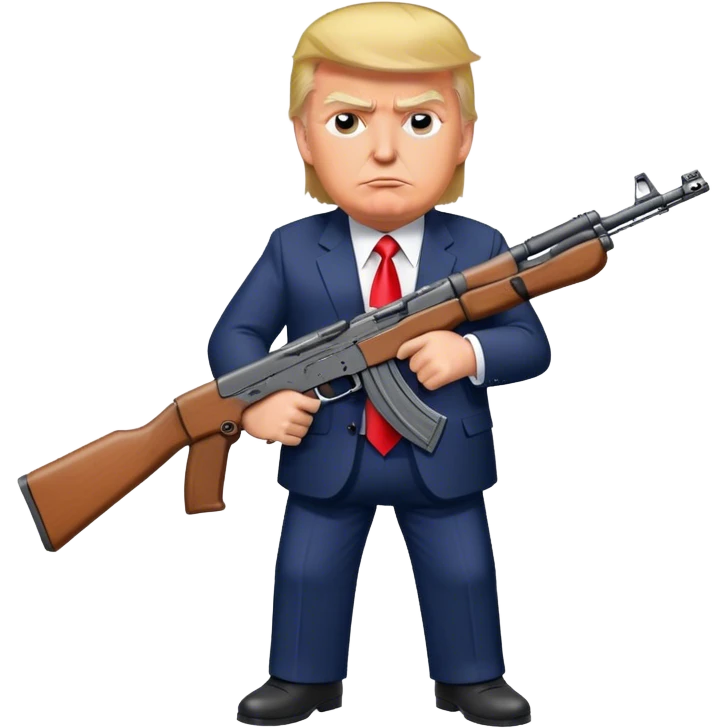 Donald trump cartoon with an ak47 emoji