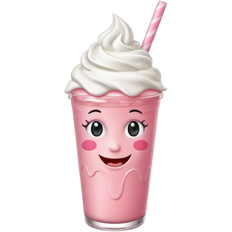 strawberry milkshake with a face and earrings emoji