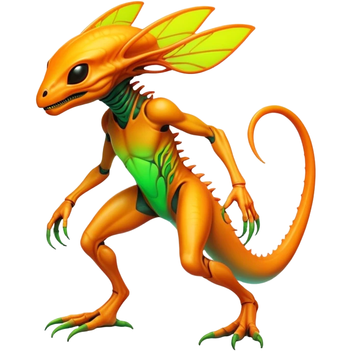 Tropical futuristic lush warm-colored neon Fionbri-Vernid-creature (full body) emoji
