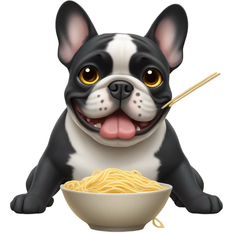 French bull dog eating noodles  emoji