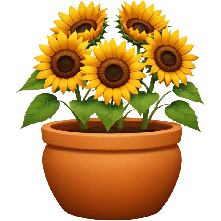sun flowers in a clay pot emoji