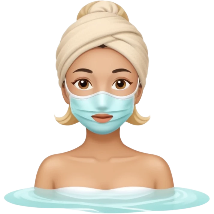 Lady with face mask spa beauty full face relaxing emoji