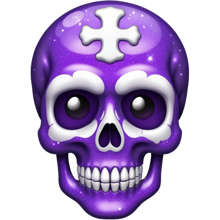Glitter Purple and White Skull emoji