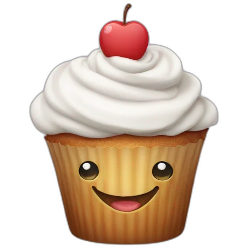 Happy cupcake with soccer ball on top emoji