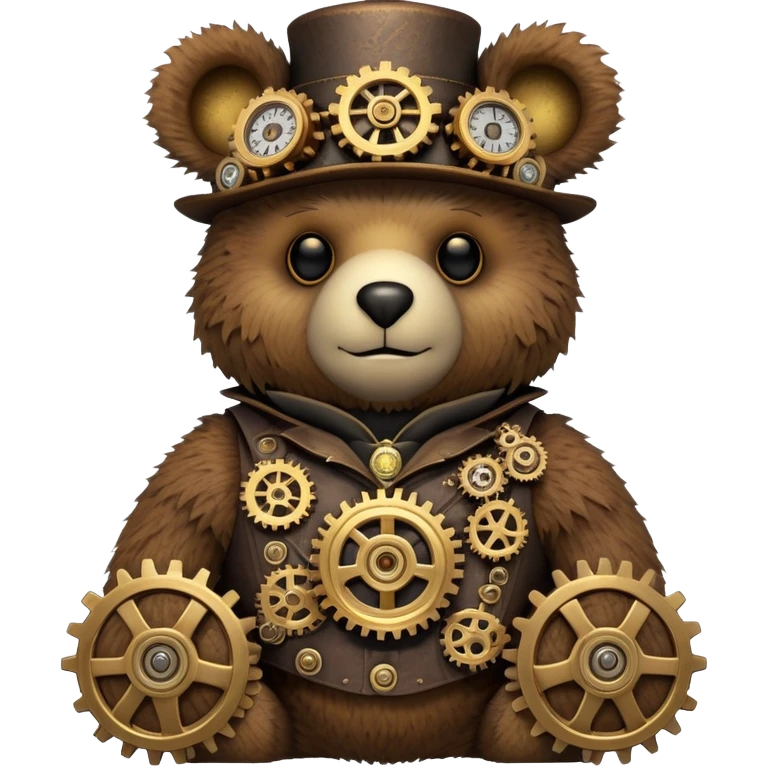Steampunk Freddy bear with gears and brass emoji