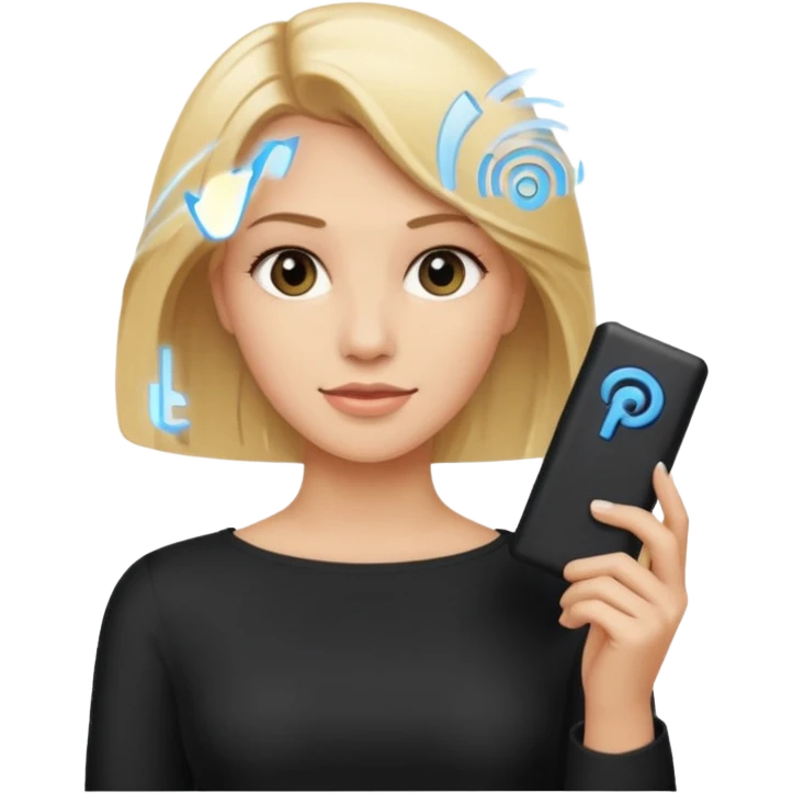 mujer  joven rubia con modem de internet emoji