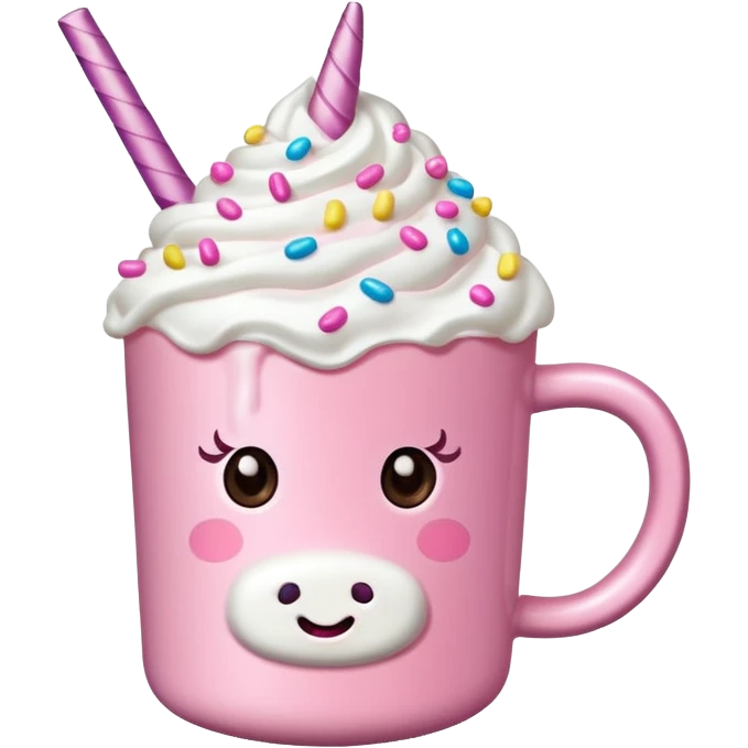 Make a pink unicorn hot cocoa emoji