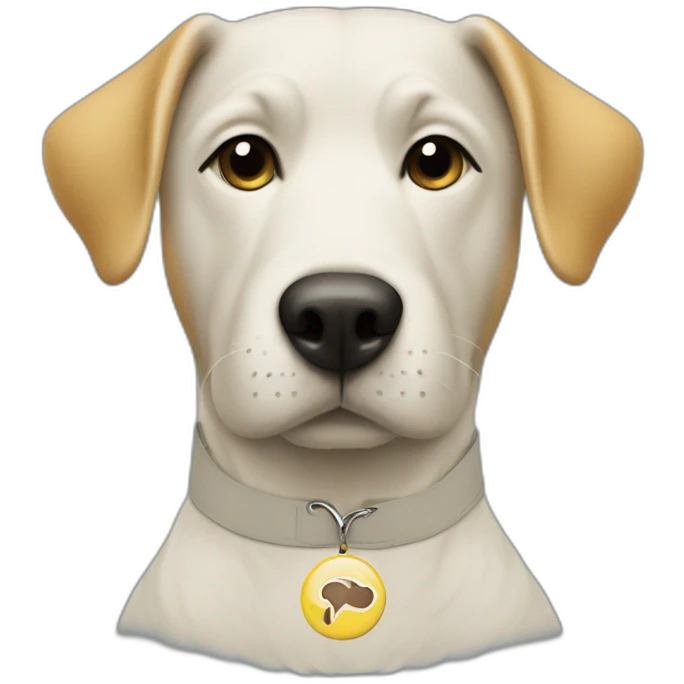 dog with t-shirt on with radley yeldar logo emoji