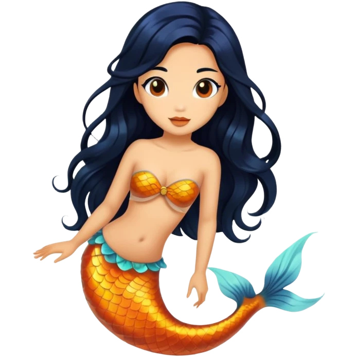 koi mermaid with tanned skin and long black hair emoji