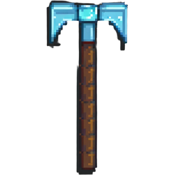 pixelated Minecraft diamond pickaxe emoji