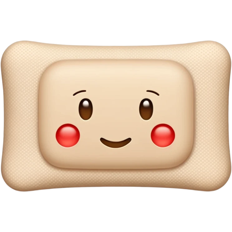 single adhesive bandage in light beige tone, rectangular with rounded edges, small padded center, slightly textured surface, subtle perforation dots on each end, positioned flat, no skin or wound, soft lighting, subtle shadows, emoji scale emoji