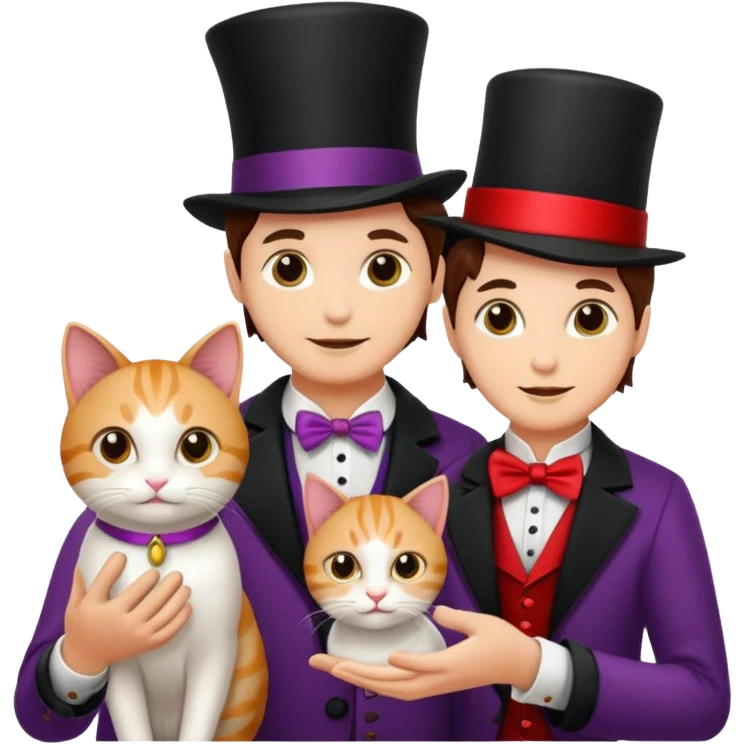 magician couple and their pet cat emoji