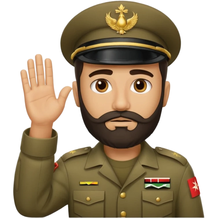 surrenders, depicts an Iraqi soldier from 1980, with a beard, a sad face and raised hands emoji