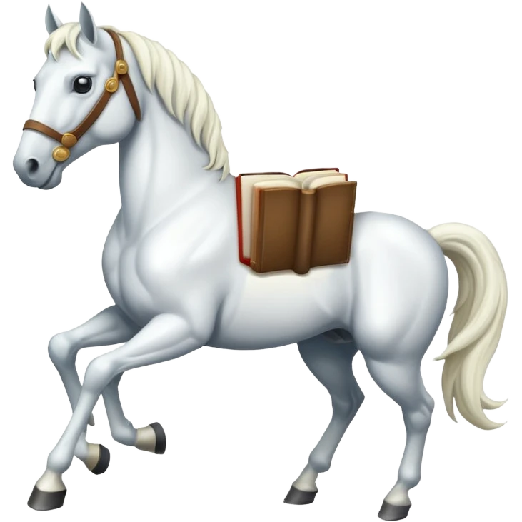 white horse with book emoji