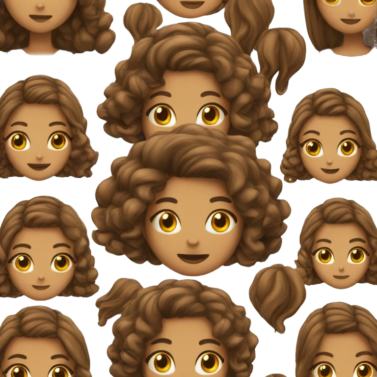 mulher cabelo caramelo longo meio cacheado emoji
