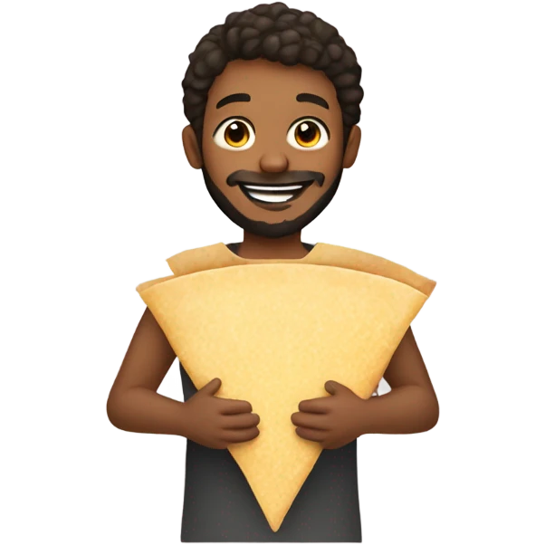 smiling boy with beard holding tortilla emoji