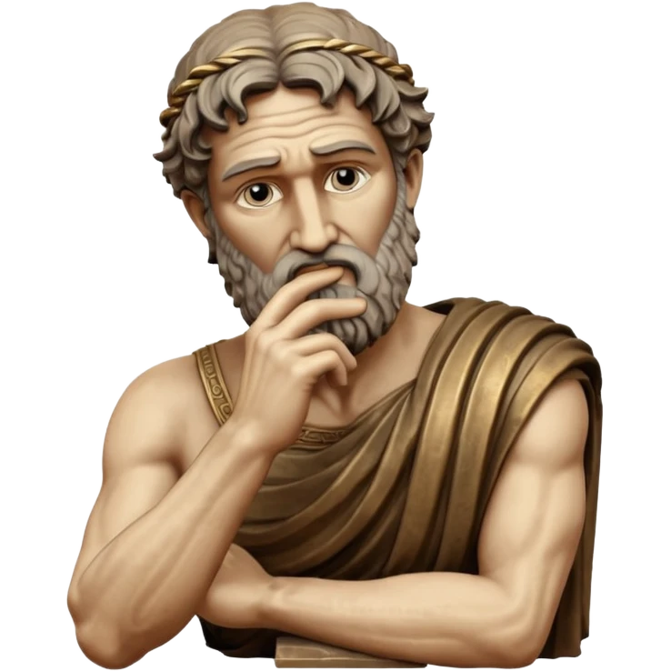 Ancient Greek King Odysseus Statue Thinking with Hand on Chin emoji