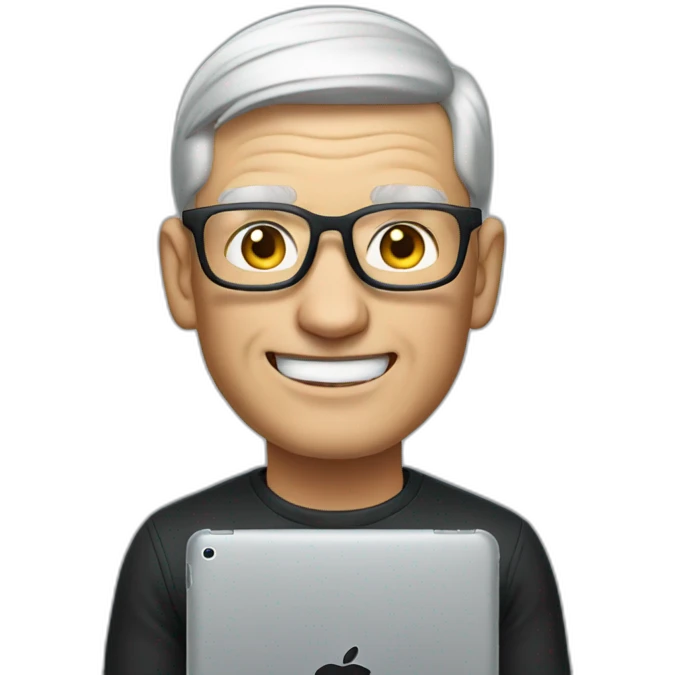 Tim Cook with his iPad emoji
