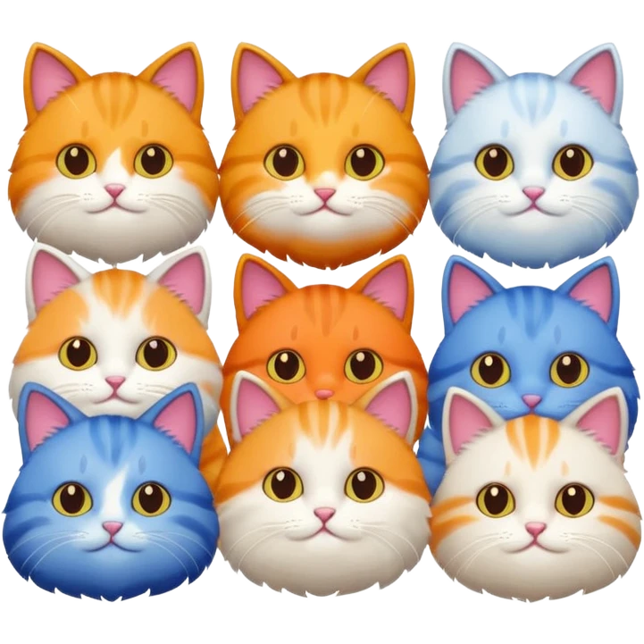 6 cats with different coloured coats emoji