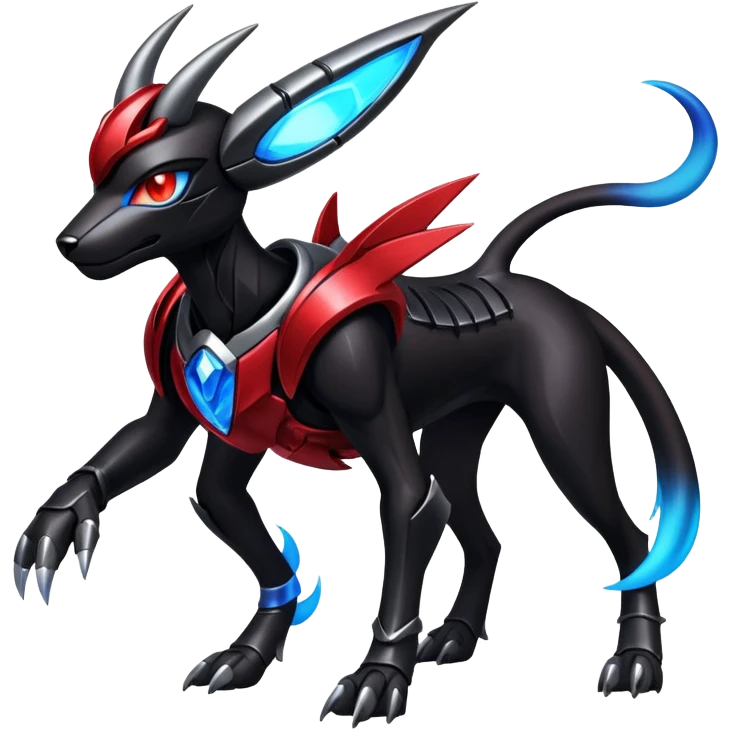 Shiny Gothic Exotic Futuristic Houndoom-Genesect-Pokémon-Fakémon-hybrid-creature emoji