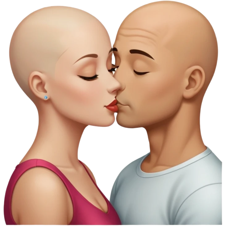 Bald man kissing woman emoji