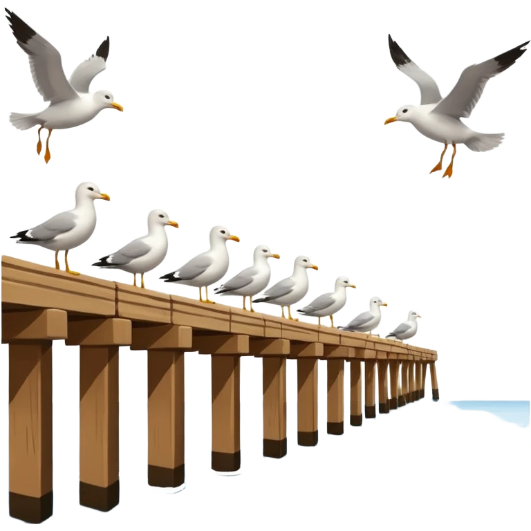 wharf with seagulls sideways profile view emoji