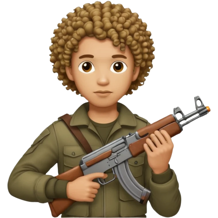 AK47 in hand, light skin male with curly hair and a fade emoji