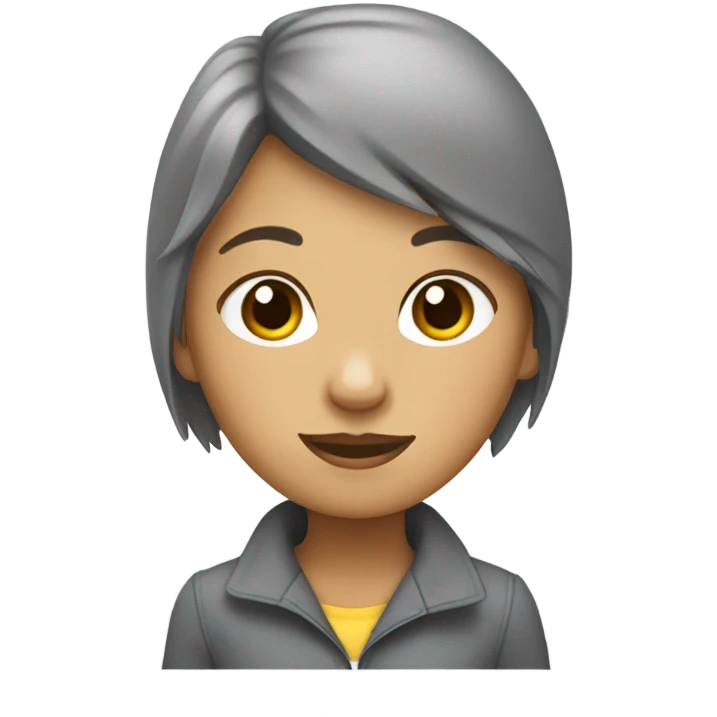 chica pelo chino con gato gris emoji