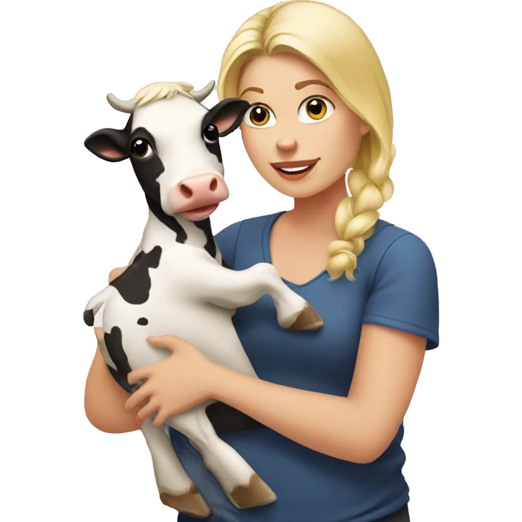 Blonde female with baby cow emoji