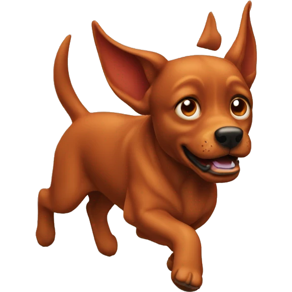 solid red dog with pointed ears running emoji