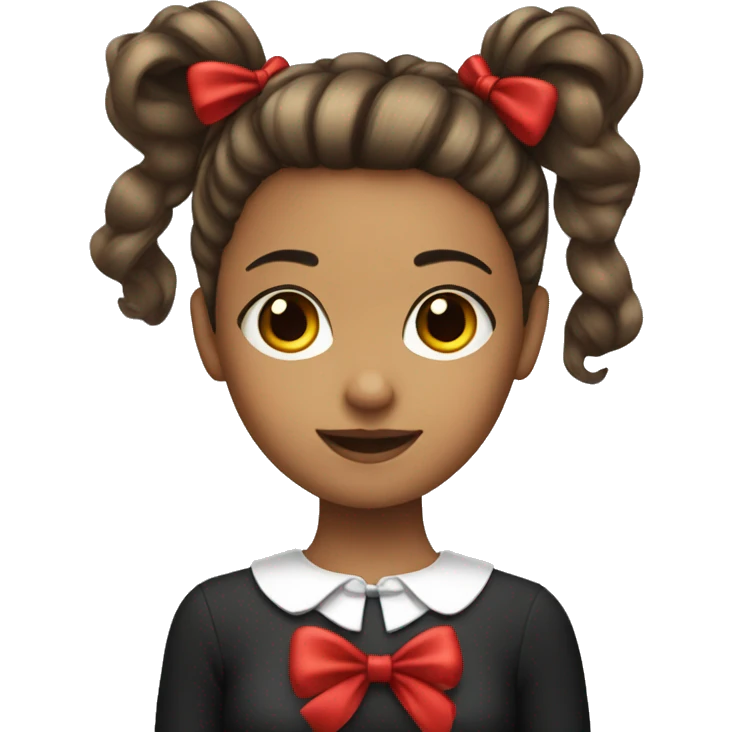 A girl with split dyed hair and a red bow  emoji
