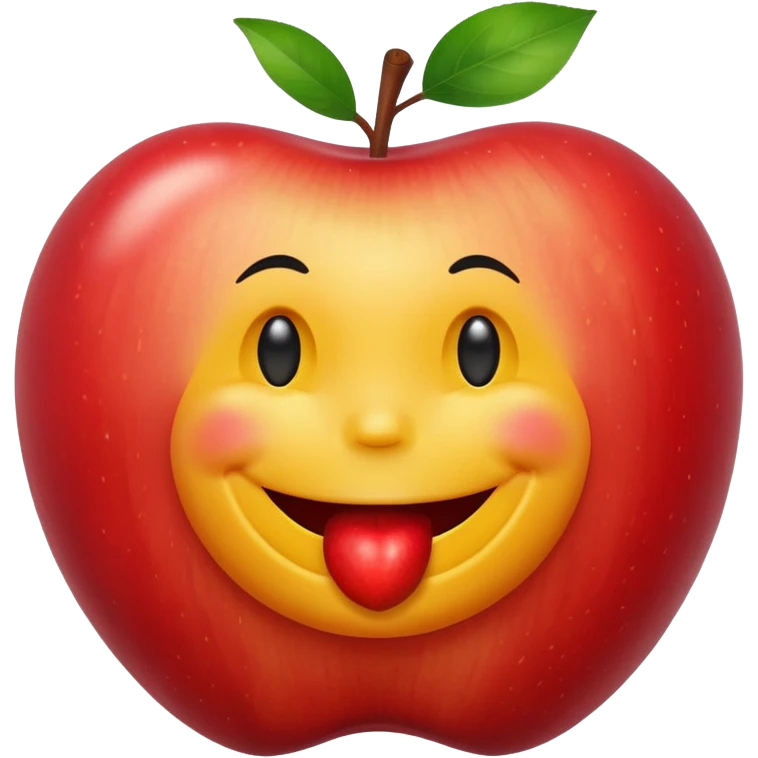 smiley face eats apple emoji