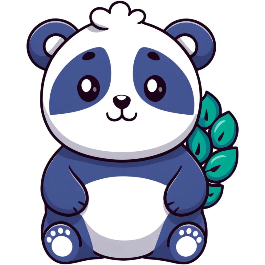 Chubby panda with peacock tail and sparkly eyes emoji