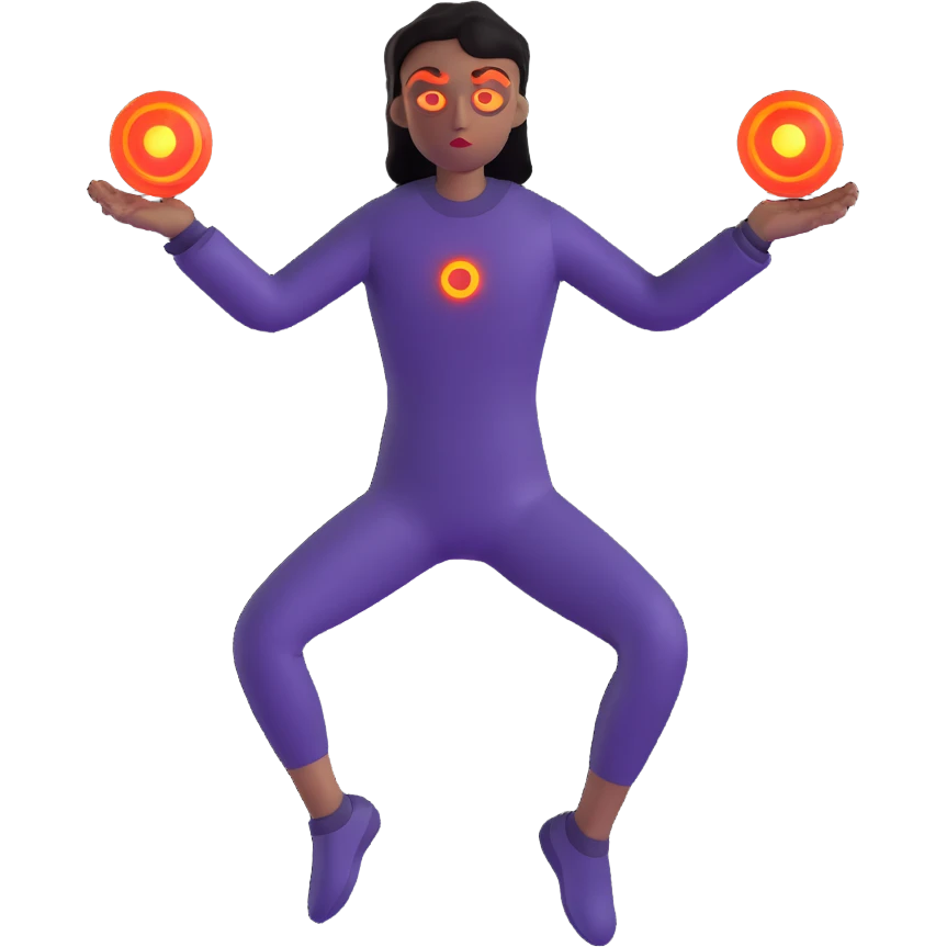 person with glowing eyes using telekinesis to levitate objects emoji