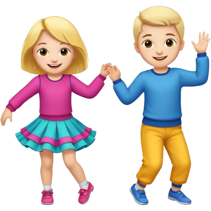 Two little children dancing. emoji