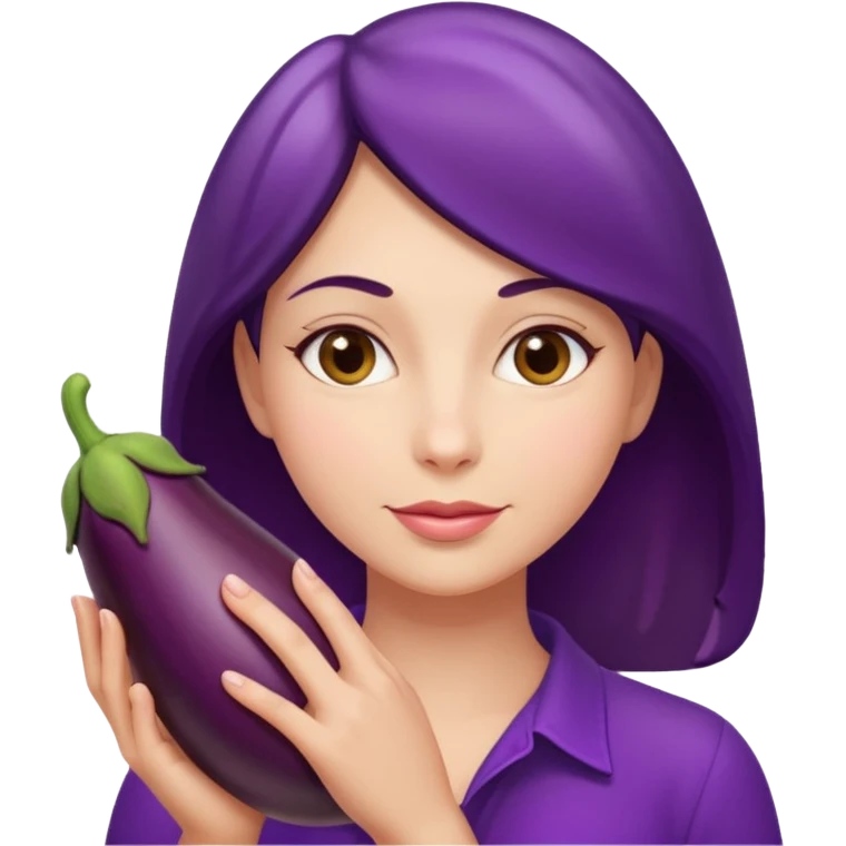 Naked woman with hand around eggplant  emoji
