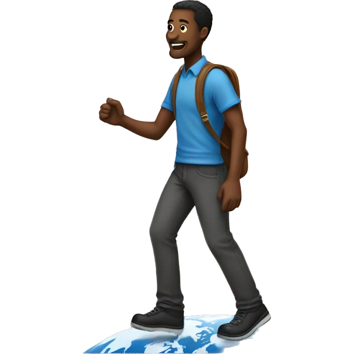 Black man walking on top of the world emoji