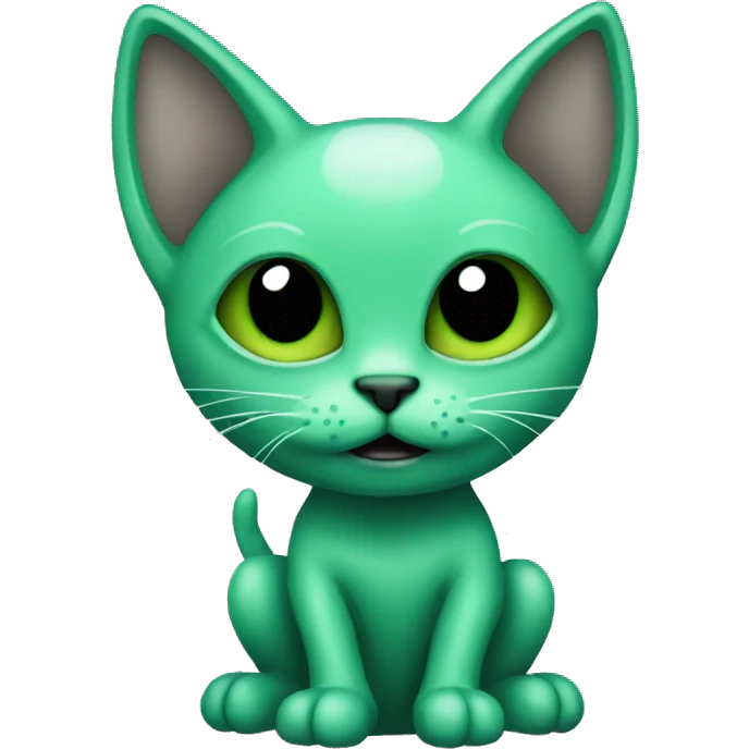 green alien kitten with alien ears emoji