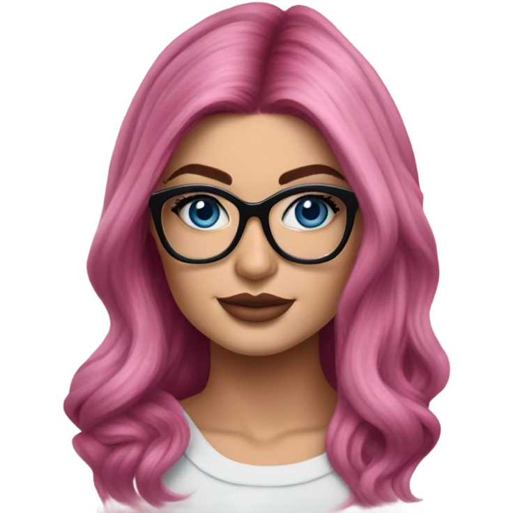 Photo Realistic kylie jenner stylish pink hair BLUE eyes and glasses elegant  emoji