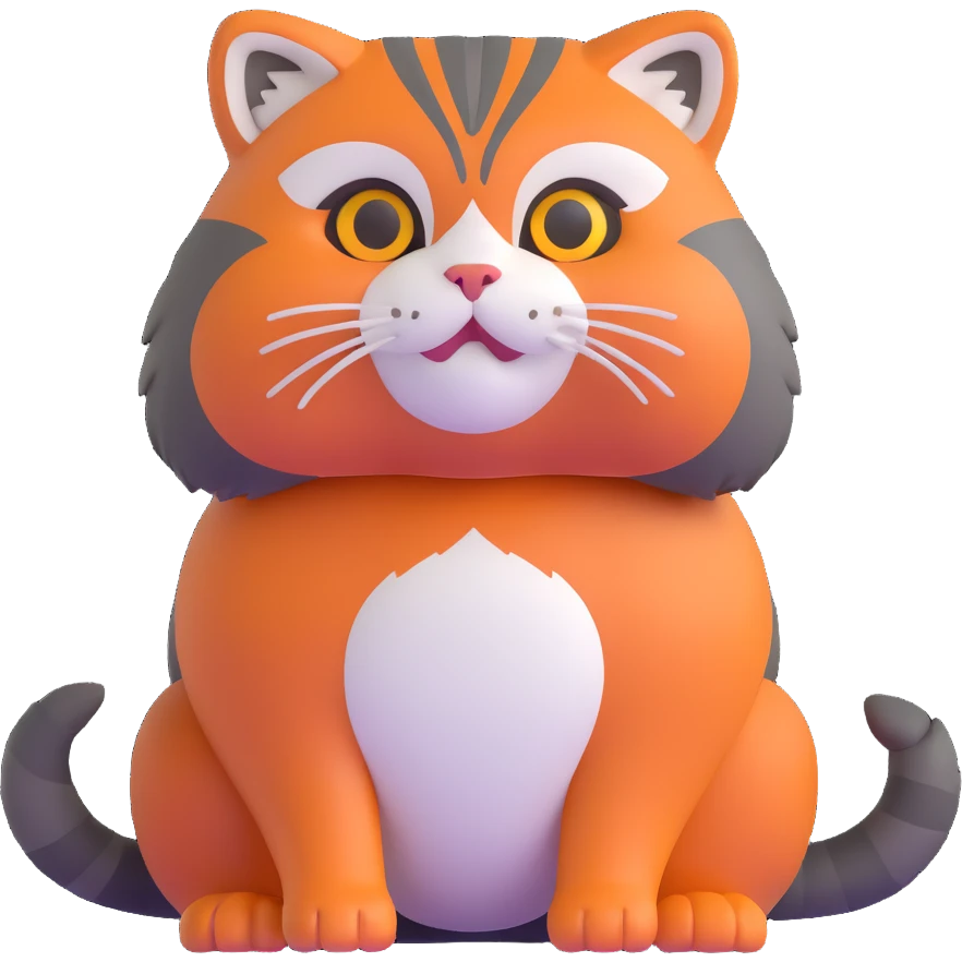 A 3D brown-orange Pallas's cat (Manul) with a royal posture emoji