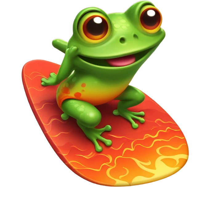 Frog surf on lava  emoji