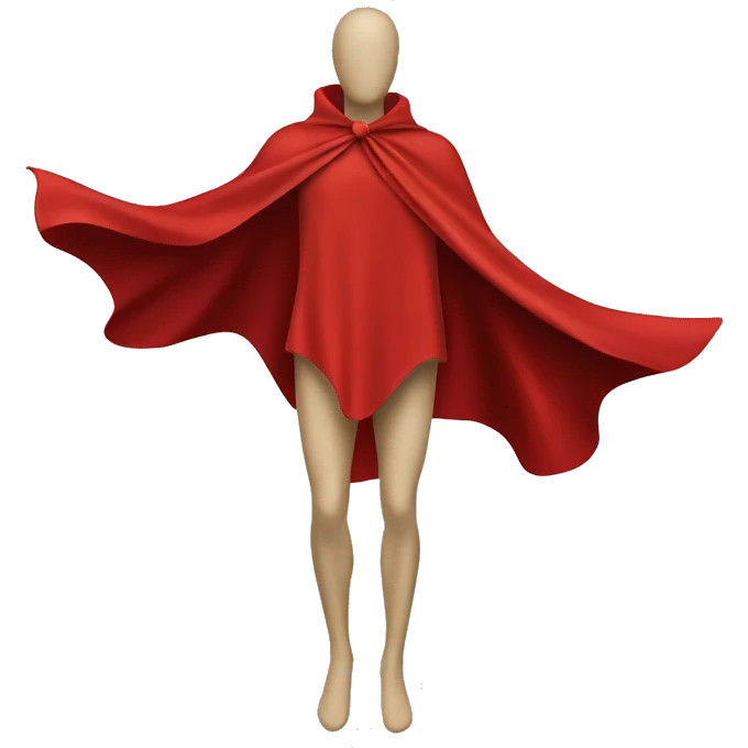 faceless beige mannequin flying red cape emoji