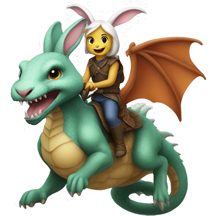 A bunny riding a dragon  emoji