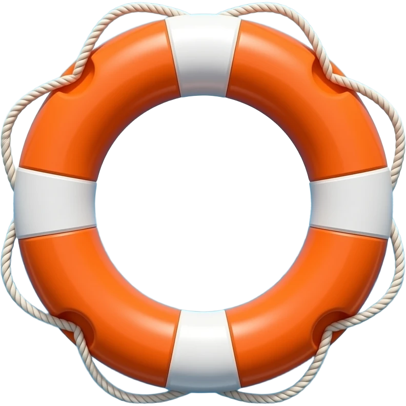 Lifebuoy in ocean, Sky blue, orange emoji