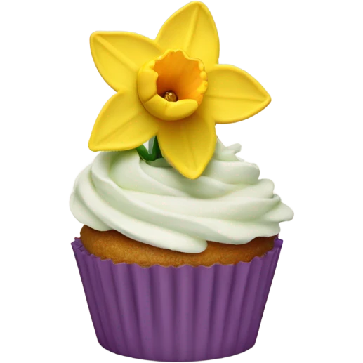 beautifully decorated daffodil cupcake emoji
