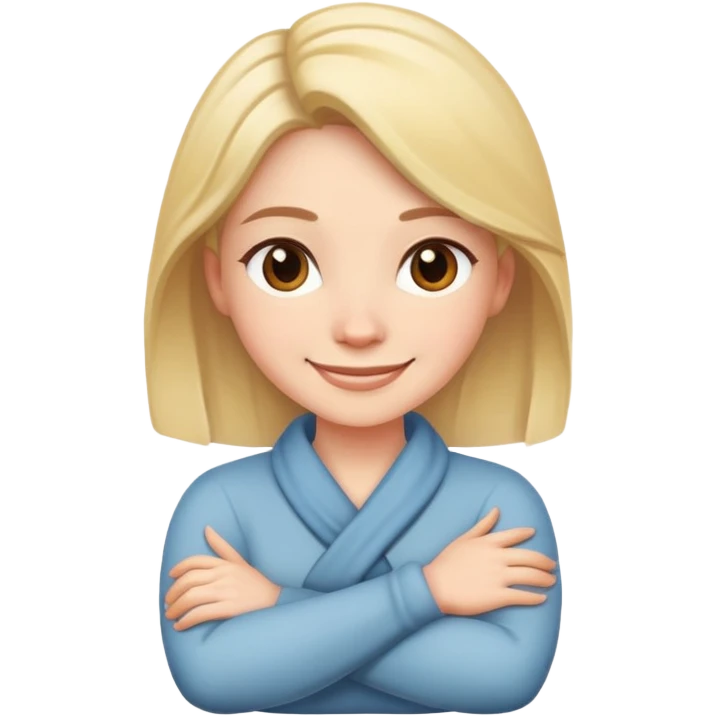 lady with crossed arms around her neck smiling  emoji