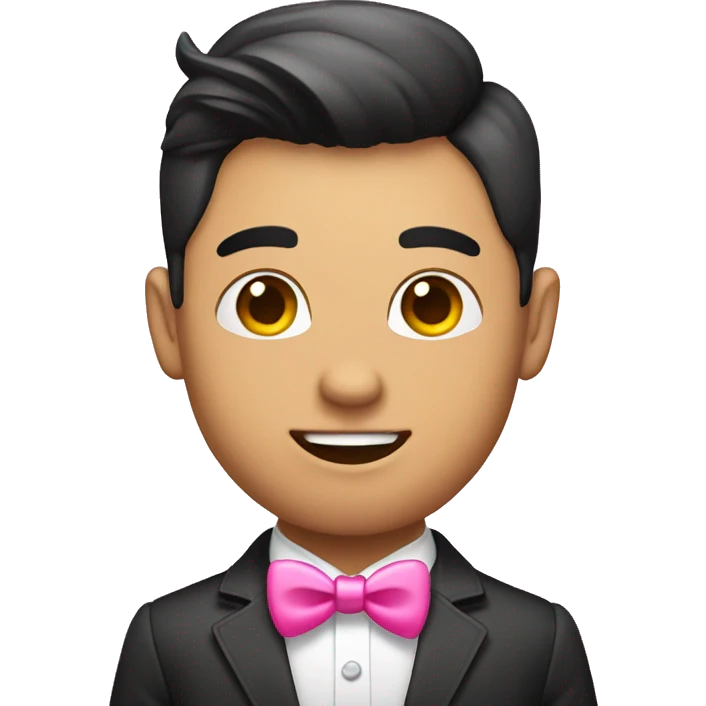 a Asia Cute Gay headhunter with pink bow tie and shiny heart eyes emoji