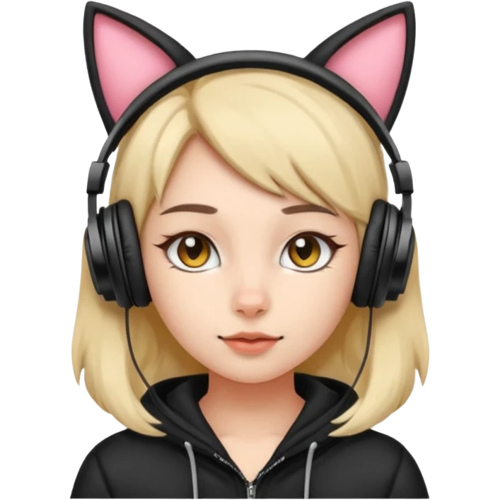 streamer girl with cat ears headphones emoji